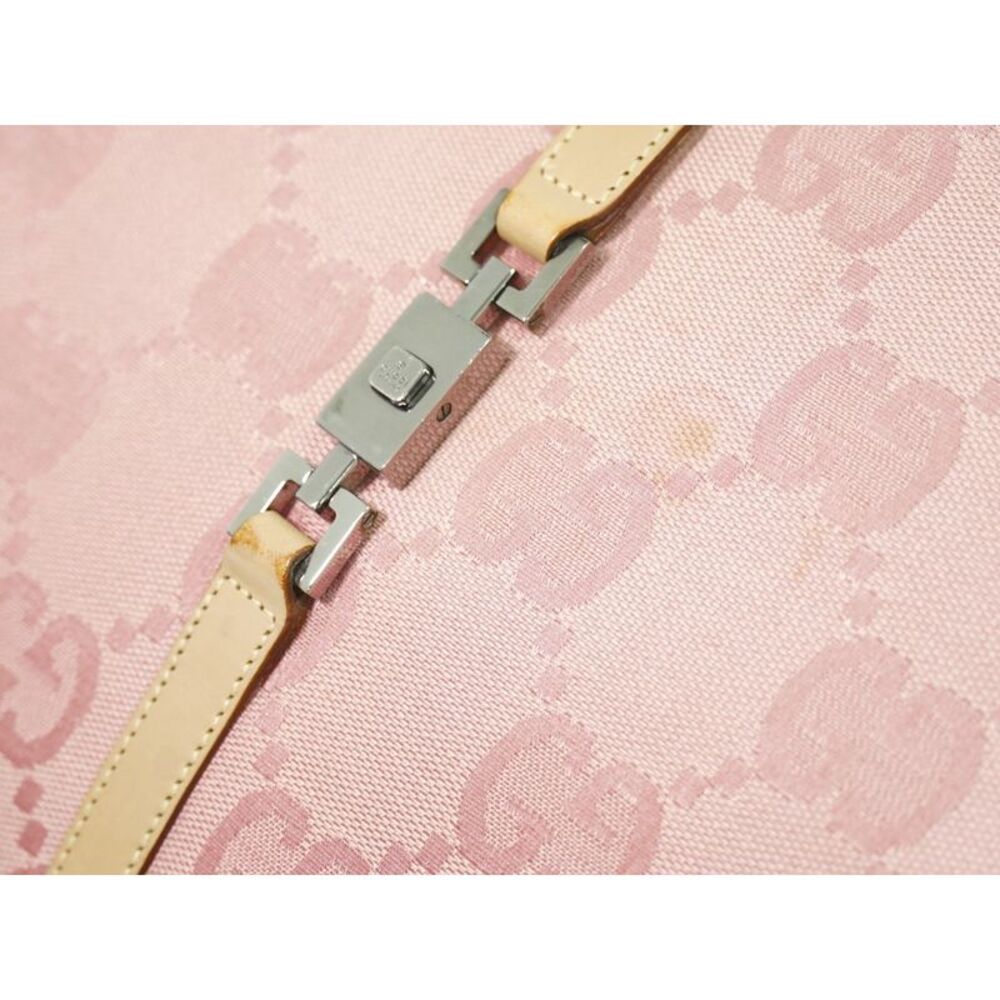 Gucci Jackie 1961 Tote Gg Denim And Leather Pink Canvas Handbag - Picture 8 of 15